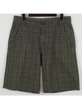 Alpine Design Men's Size 32 Black & Brown Plaid Woven Flat Front Casual Shorts